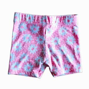 ️NWOT Girls Pink an White Flower Print Shorts Swiggles Size 3-6M Baby